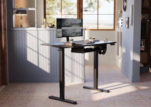 YDN Standing Desk 48 Inch Height Adjustable with Keyboard Tray Black