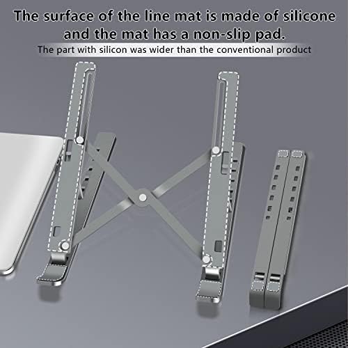 Laptop Stand, Aluminum Full Coverage Non-Slip Rubber Adjustable Ergonomic Portable Laptop Holder, Foldable Computer Stand 6 Angles Anti-Slip Riser Compatible with 4-17 inch