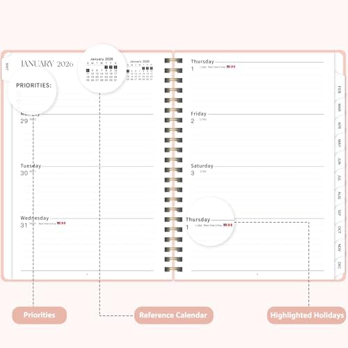 2026 Planner, Weekly and Monthly Calendar Planner Agenda, Jan 2026 - Dec 2026, Planning Academic Book, Office Desk Accessories and School Supplies - A5 (6.3'' x 8.5'')