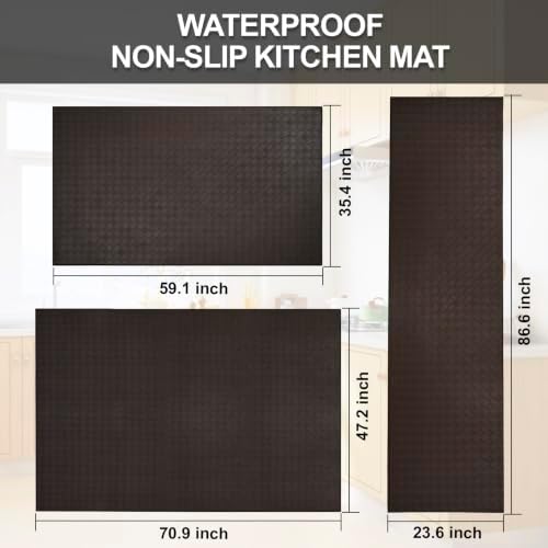 Kitchen Mats and Rugs Cushioned Anti-Fatigue, 35.4" x 59.1", Brown