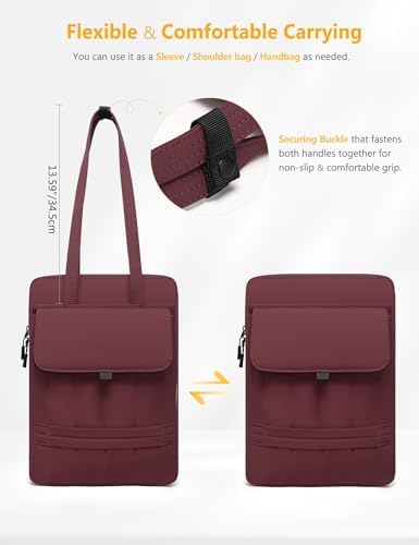 HYZUO 13.3-14 Inch Puffy Laptop Case Sleeve Padded Handbag, Wine Red