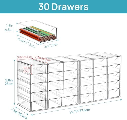 Vtopmart Acrylic Desk Organizer with 30 Drawers for Office, Makeup, Crafts