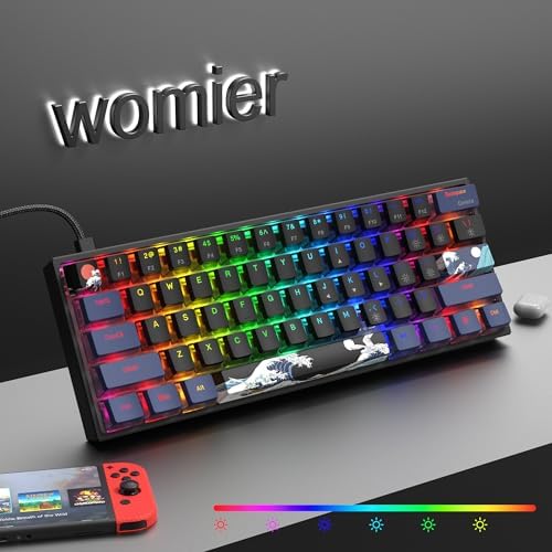 Womier 60% Percent Keyboard Gaming, Creamy Mechanical Wired Keyboard Anime