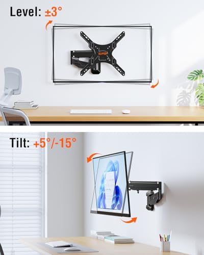 ELIVED Height Adjustable TV Mount for Most 26-55 Inch tvs, Holds 11-66 lbs, Spring Arm Full Motion Swivel Tilt Articulating TV Wall Mount Bracket, Max VESA 400x400mm