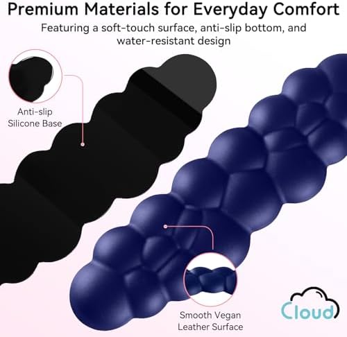 Sushret Cloud Wrist Rest for Computer Keyboard and Mouse Pad Set, Dark Blue