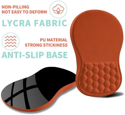 Ergonomic Mouse Pad Wrist Support with Memory Foam Massage Bulge, Carpal Tunnel Pain Relief Mousepad Wrist Rest for Mouse(12x8 inch, Orange)