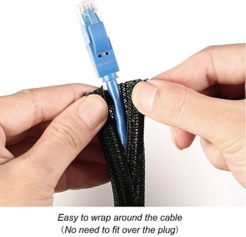 Cable Management Sleeve, Split Design, 10FT - 1/4 Inch, Black