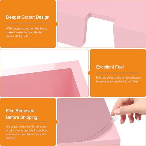 Beego Sticky Note Holder Organizer - 4x6 in Lightpink Acrylic Notepad Holder Acrylic Sticky Note Dispenser Cute Memo Holder (NO PADS) for Dorm Room Office Desk Organization