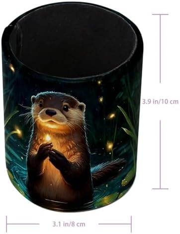 Cute Otter Pen Holder Pencil Organizer Cute Pencil Cup Desk Decor Makeup Brush Holder PU Multifunctional Office Supplies for Home Classroom School