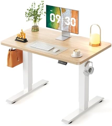 CubiCubi Electric Height Adjustable Standing Desk 40x24 Inch, Light Walnut