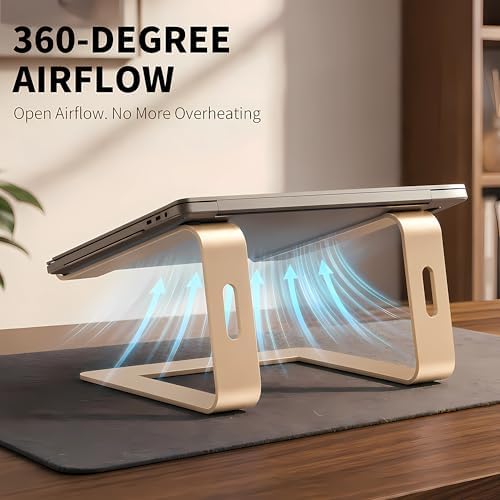 Orionstar Ergonomic Laptop Stand, Aluminum Riser, 10-15.6", Gold