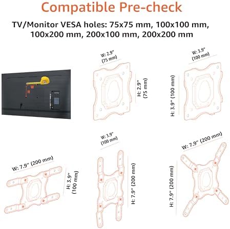 Amazon Basics Full Motion Articulating TV Wall Mount with Tilt Swivel, Extends 16 inches, VESA 200x200, for 12" to 40" TVs, 40 lbs, Black