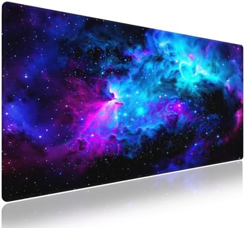 Cosmic Nebula Blue Purple Large Mouse Pad, Universe Space Galaxy Desk Mat