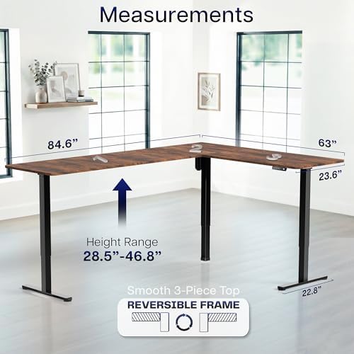 VIVO Rustic Vintage Brown 84 x 63 in Corner Standing Desk, DESK-E3CTBN-84