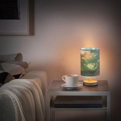 ALAZA Underwater Mermaid Beautiful Decor Bedside Table Lamp with USB Port for Bedroom Nightstand Office Desk LED Bulb Included