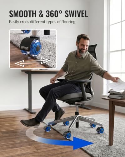 HOLKIE Office Chair Wheels 11mm Universal Fit Casters 2 Inch Replacement Blue Core Dual Rubber Smooth Quiet Rolling Casters