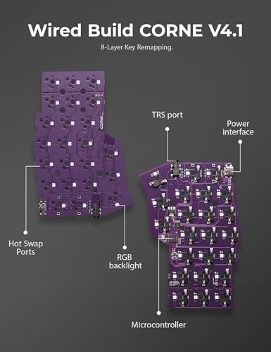 YIVU Corne V4.1 Wired Split Ergonomic Mechanical Keyboard | 40% Ortholinear 3x6 Layout, 46 Keys | Hot-Swappable Per-Key RGB | Vial/QMK Programmable | Pre-Lubed Linear Switches