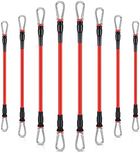 Liliful 8 pcs Resistance Bands for Working Out Additional Exercise Bands for Replacement Workout Equipment Elastic Stretch Legs Ankle Straps for Men Women Strength Training Fitness Gym Home, Red