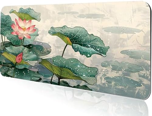 Gaming Mouse Pad 31.5x11.8 inch XL Large Extended Mouse Pad, Big Mousepad Desk Mat for Computer with Non-Slip Rubber Base and Stitched Edge-Lotus