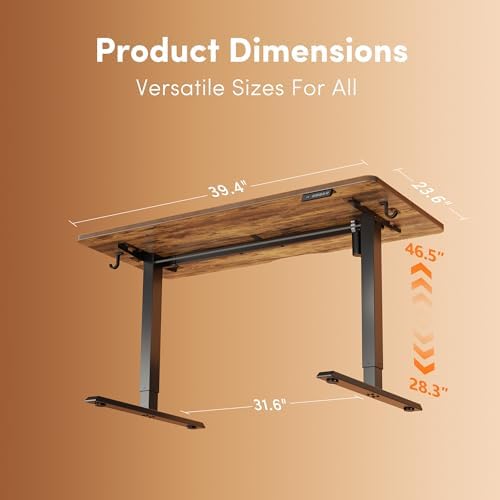 FEZIBO 40" Small Electric Standing Desk Height Adjustable Desk Rustic Brown