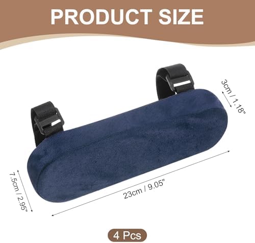 uxcell Memory Foam Chair Armrest Pads, 4 Pair Office Chair Arm Covers, Elbow Pillow for Offices Study Rooms Game Rooms (Dark Blue)
