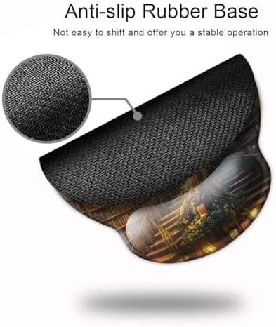 Ergonomic Mouse Pad with Wrist Support,Mouse Pad with Wrist Rest,Relieve Wrist Pain Mousepad Non-Slip Rubber Base,Mouse Pads for Desk,Computers,Laptop,Office,Home,Accessories Library Tree