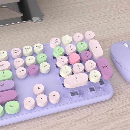 UBOTIE Colorful Wireless Keyboard and Mouse Combo (Purple-Colorful)