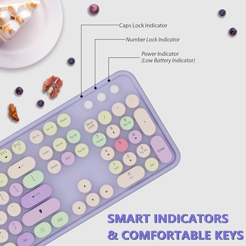 Kootop Wireless Computer Keyboard and Mouse Combo,Colorful Purple