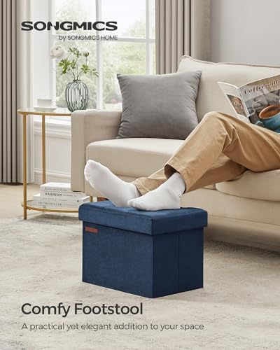 SONGMICS Small Folding Storage Ottoman, 12.2 x 16.1 x 12.2 Inches