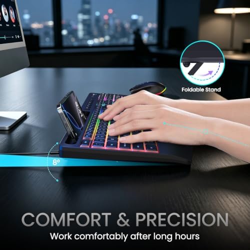 Wireless Keyboard Mouse Combo Ergonomic-RGB Silent Set for Computer