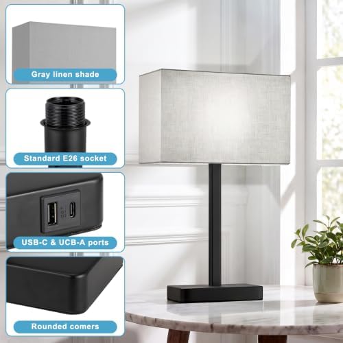 Touch Lamps for Nightstand Set of 2, Lamp for Bedroom Living Room with USB