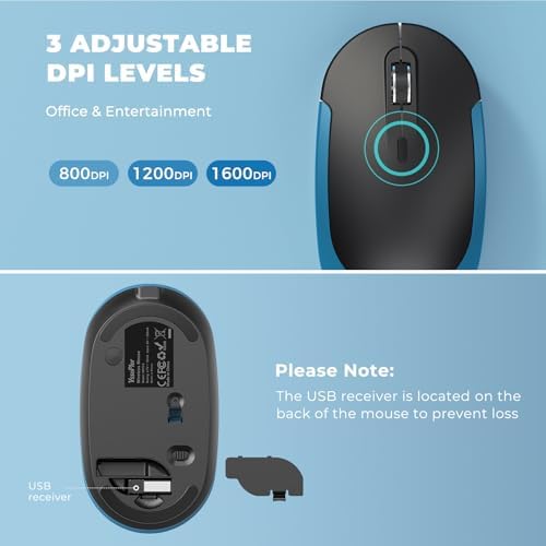 Vssoplor Wireless Keyboard and Mouse, Rechargeable Ultra Slim, Black Blue