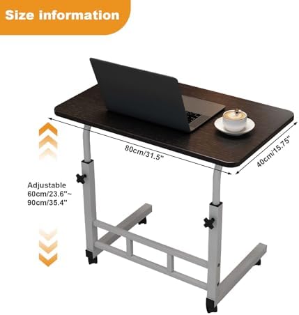 Garvee Standing Desk Adjustable Height, Small Standing Desk with Wheels, Mobile Portable Rolling Laptop PC Table Adjustable Height Computer Workstation for Home Office Study Bedroom Black