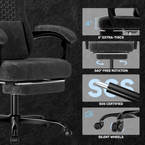 SUKIDA Fabric Video Gaming Chair, Ergonomic High-Back Computer Game Chairs with Large Massage Adjustable Lumbar Support, Headrest and Linked Armrests for Long Hours Sitting Task Chair, Purple