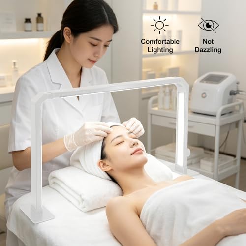 Nail Desk Lamp, Dual Brightness Mode LED Light for Nails Tech, Folding & Anti-Glaring Table Lamp, Shadow-Free Light for Desk with 3 Color Temperature, Adjustable Brightness, Silver