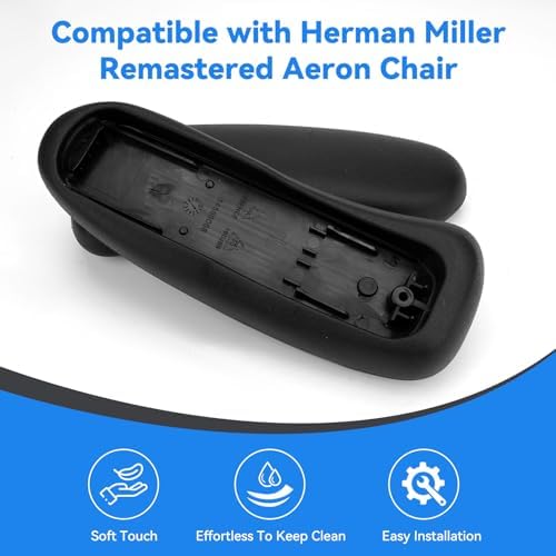 Chair Armrest Replacement Arm Pads Caps for Herman Miller Remastered Aeron Chair – Compatible with Remastered Version Only, Black 1 Pair(Not for Classic Aeron)