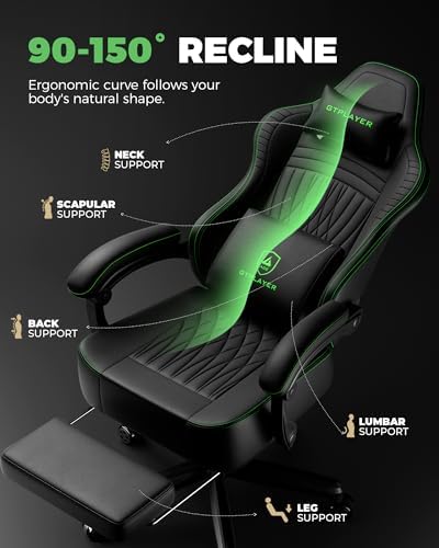 GTPLAYER Gaming Chair, Comfort Computer Office Chair for Adults, Black New