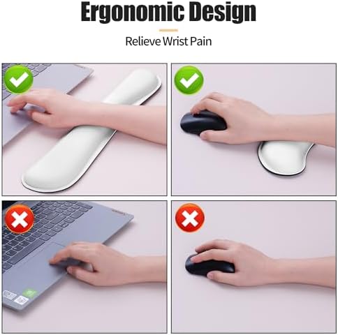 Bloss Leather Desk Pad and Keyboard Wrist Rest, Large Mouse Pad + Keyboard Pad+Mouse Wrist Support, Non-Slip Desk Mat Protector for Office, Home(31.5×15.7 Inches,White)