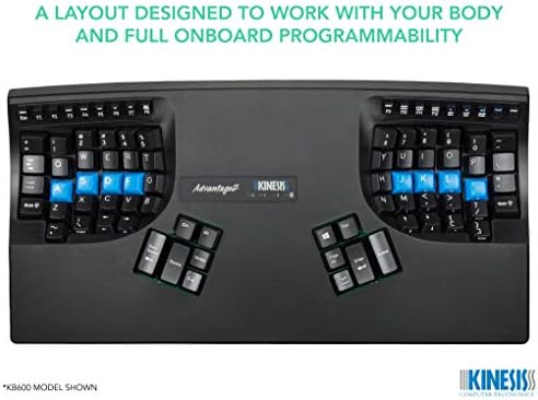 Kinesis Advantage2 Ergonomic Keyboard (KB600), Black top case, Cherry MX Brown Switches, QWERTY keycaps