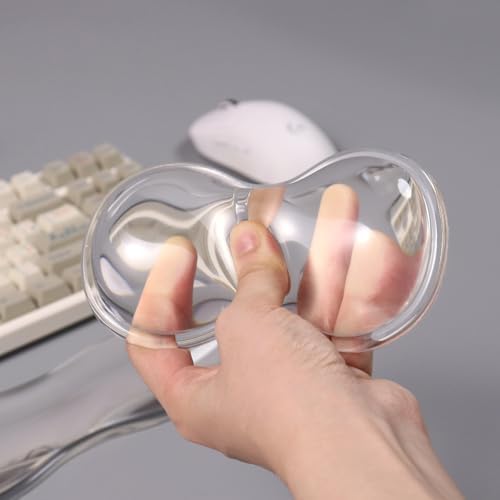 Sumgsn White Gel Wrist Rest Set, Clear Keyboard and Mouse Rest for 60%/75%
