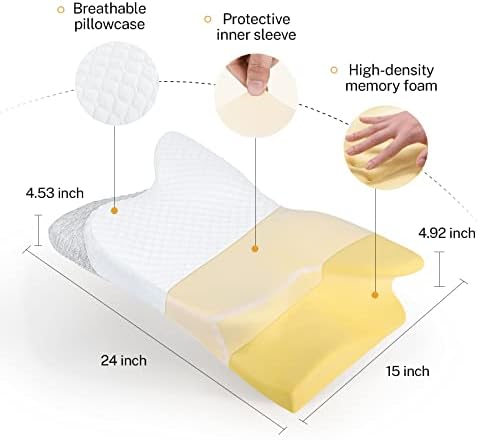 Cervical Neck Pillow for Pain Relief, Butterfly Shape, 24x15 Inch
