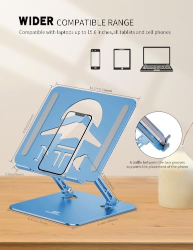 Z-Shaped Laptop Stand for Desk Fits 10"-16" Notebook, Dark Blue