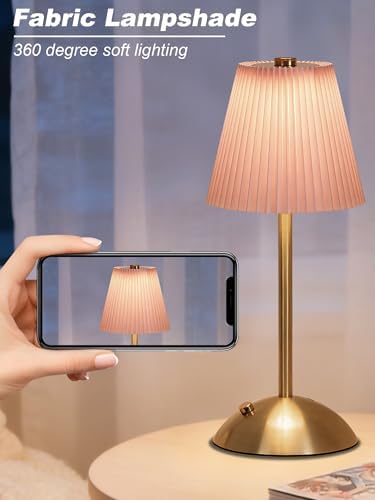 Cordless Pink Lamp,Small Desk Lamp Cute,Vintage Aesthetic Lamp