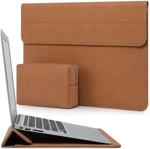 HYZUO 15-16 Inch Laptop Case Bag Sleeve with Stand, Brown