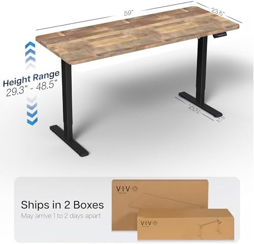 VIVO Reclaimed Wood 60 x 24 in Standing Desk, DESK-KIT-1B6P