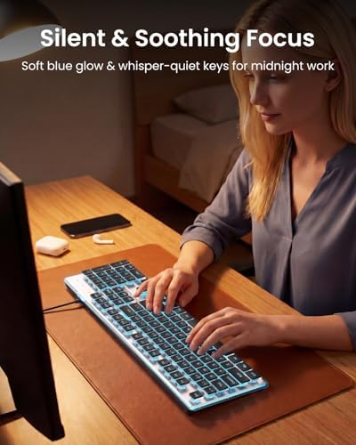 Wired Keyboard with Blue Backlight Pudding Keycaps, Full Size, Black