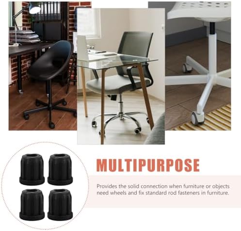 Small Wheel Caster Socket Inserts 0.98 Inch Plastic Chair Wheel Covers Stem Sleeves for Computer Chair Swivel Replacement 20 Pieces
