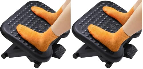 ErGear Under Desk Footrest, Adjustable Foot Rest with 3 Height Settings and 30-Degree Angle, Ergonomic Desk Foot Rest with Massage Texture, Foot and Leg Rest for Home & Office (Pack of 2)