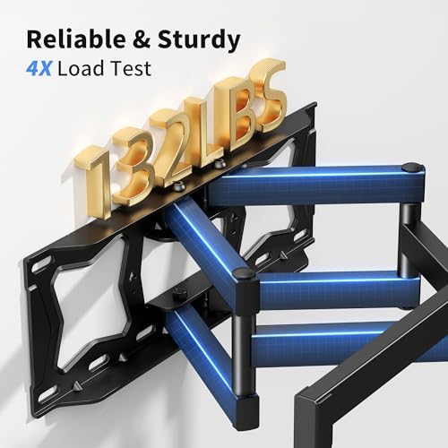 Full Motion TV Wall Mount for Most 37"-86" Flat/Curved TV up to 132lbs,Swivel Tilt Bracket with Articulating 6 Arms, Max VESA 600x400mm, Max 16” Wood Stud, MA02A