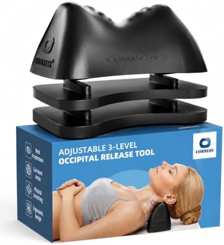 Comness 3-Level Occipital Release Tool for TMJ Relief & Pivotal Therapy - Neck Stretcher Pillow with Non-Slip Base, Height Adjustable Cervical Traction for Neck, Shoulder and Back